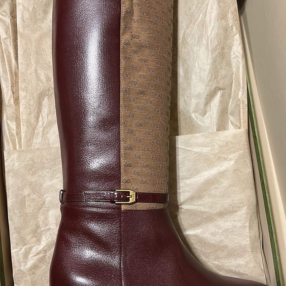 Auth. Gucci Quintin leather and Xanvas Gg boots size 38 - Picture 2 of 3